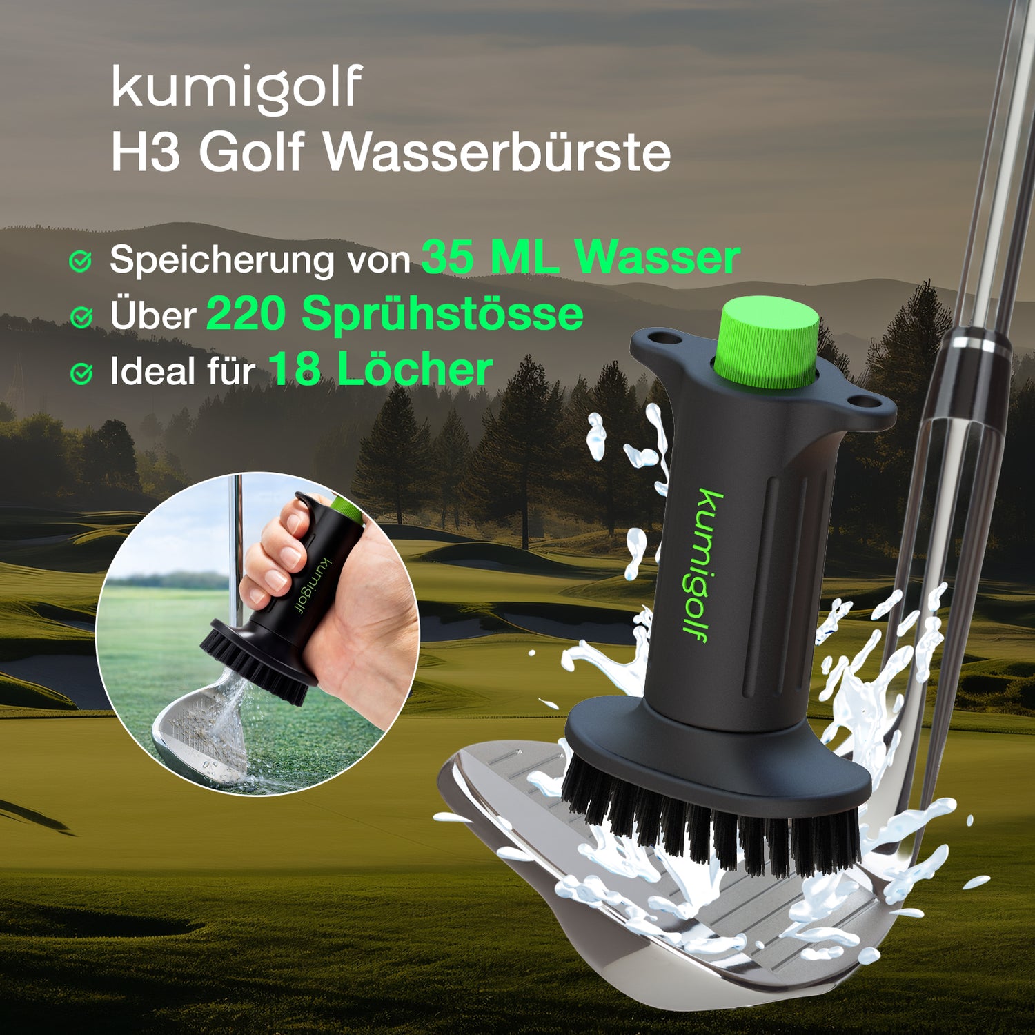 H3 Golf Water Brush Black/Green
