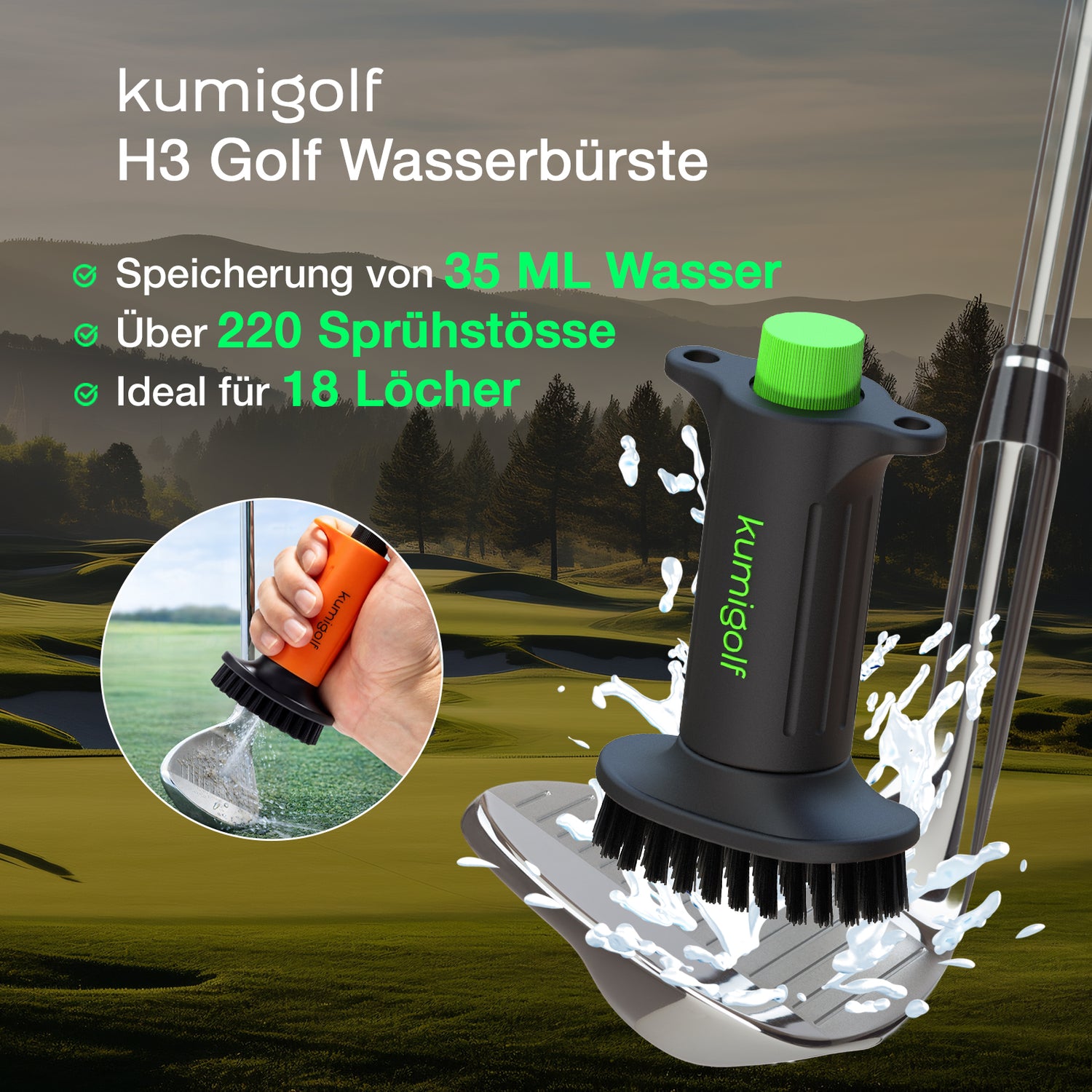 H3 Golf Water Brush Orange/Black