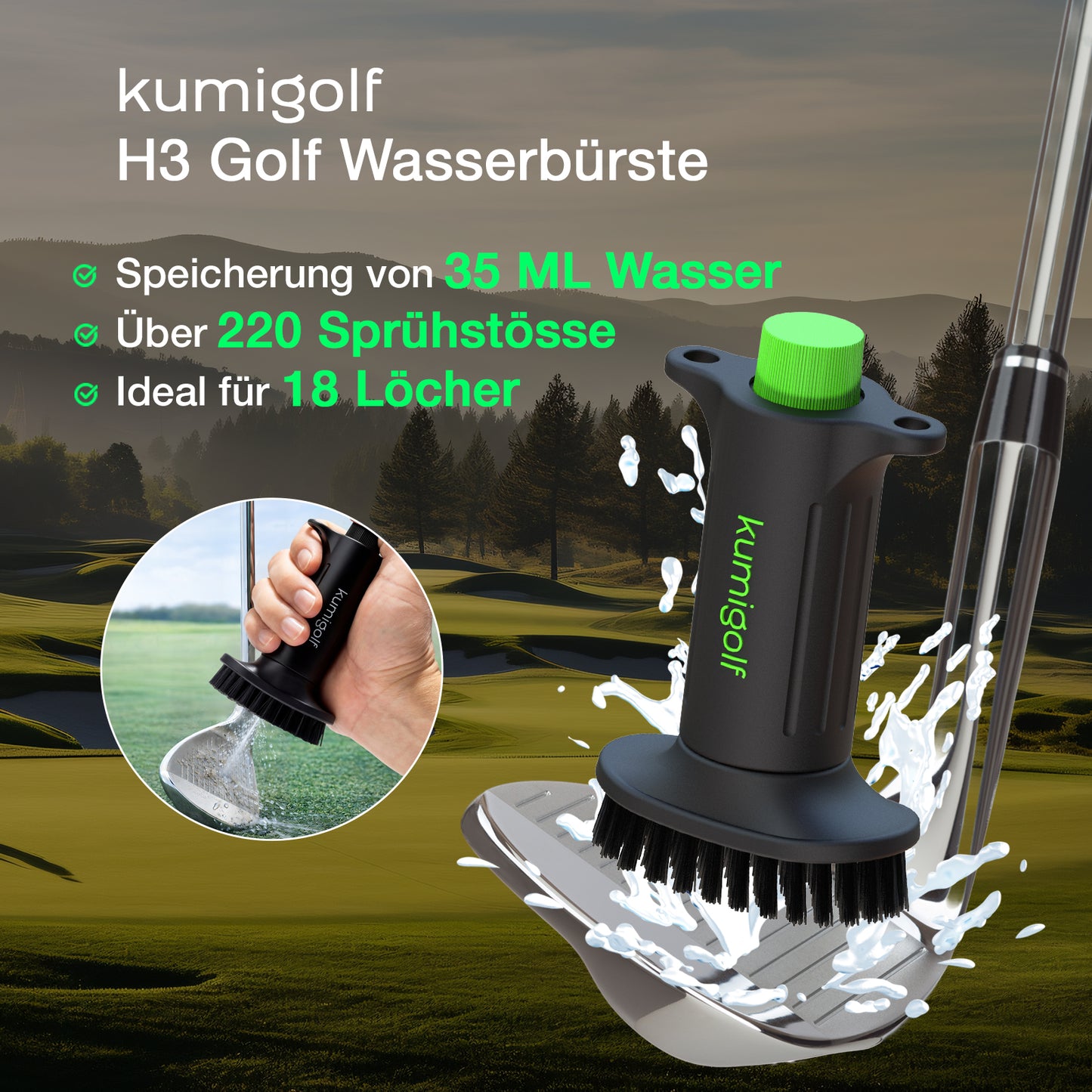 H3 Golf Wasserbürste Schwarz/Schwarz
