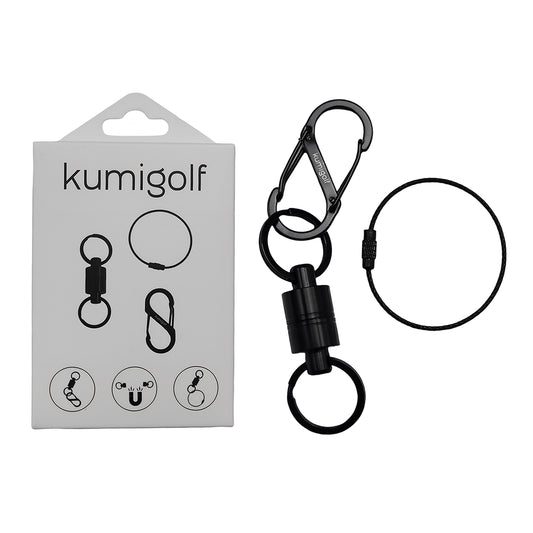 Schwarzer Magnetverschluss mit Karabiner und Edelstahl-Schlüsselring