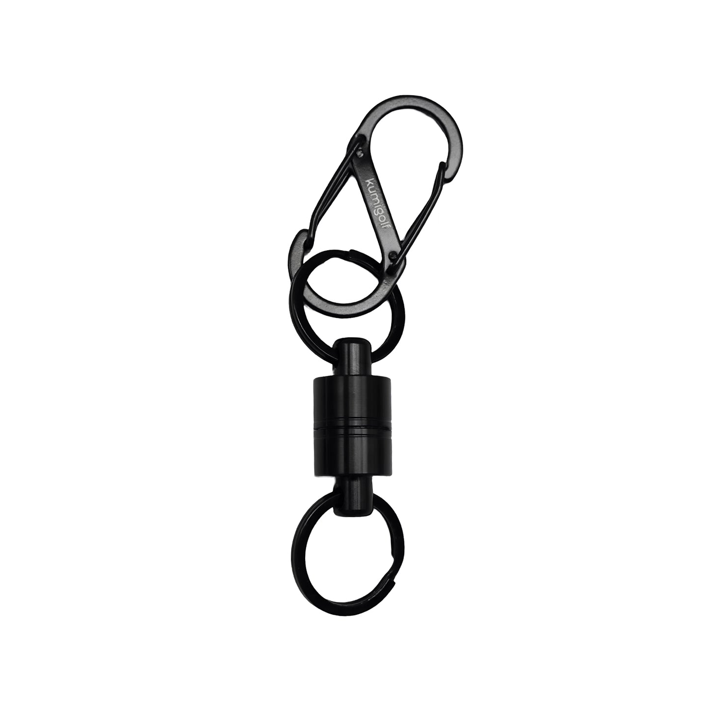 Schwarzer Magnetverschluss mit Karabiner und Edelstahl-Schlüsselring