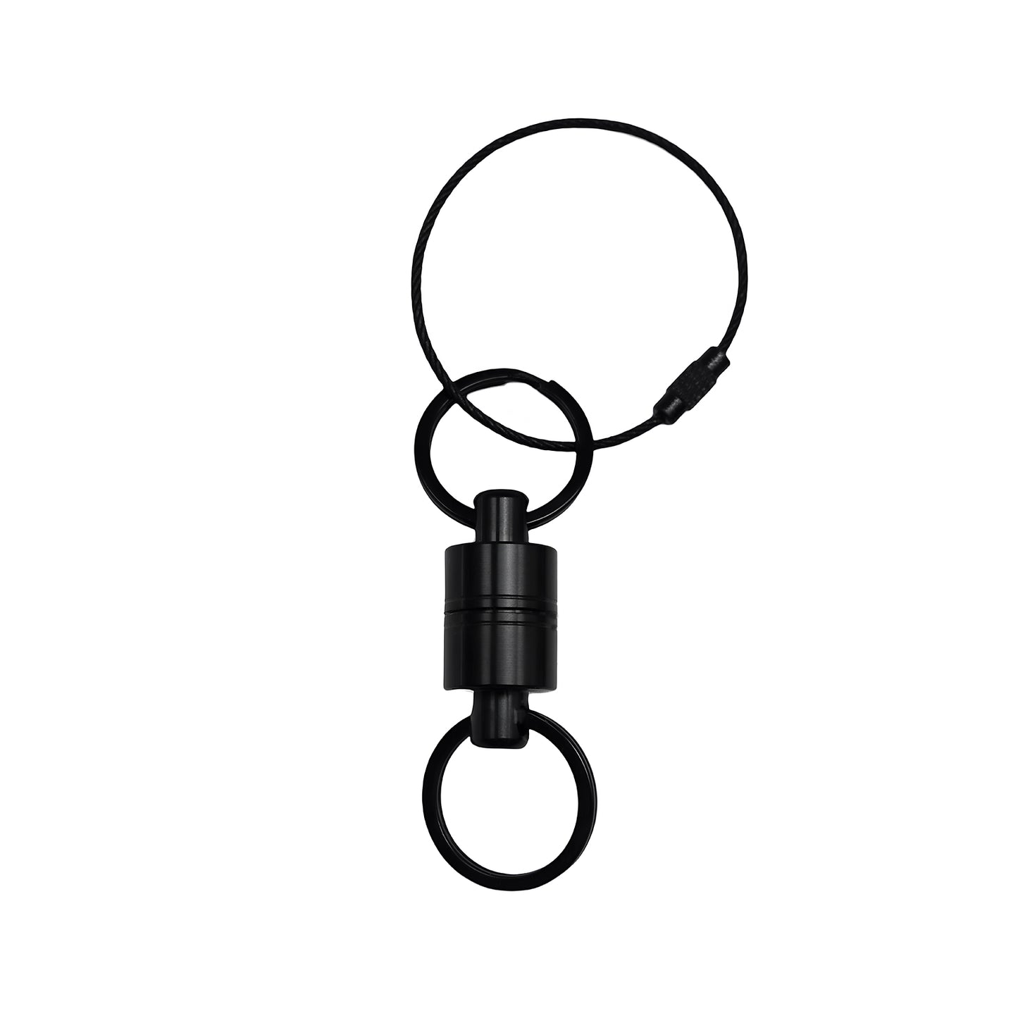 Schwarzer Magnetverschluss mit Karabiner und Edelstahl-Schlüsselring